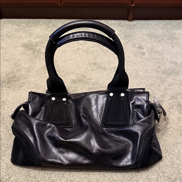 Francesco Biasia Black Leather Shoulder Bag - Picture 1 of 9